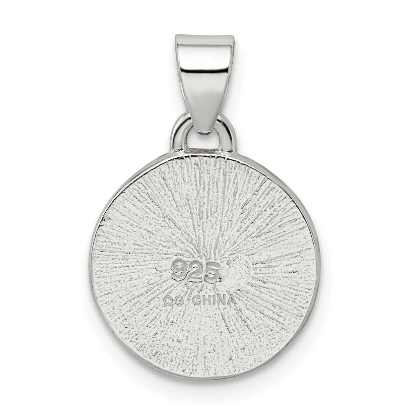 Sterling Silver 4 Leaf Clover Clear Enamel Pendant