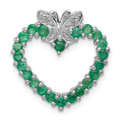 Belk & Co 3/4 ct. t.w. Emerald and 0.008 ct. t.w. Diamond Heart Pendant in Rhodium-plated Sterling Silver, White