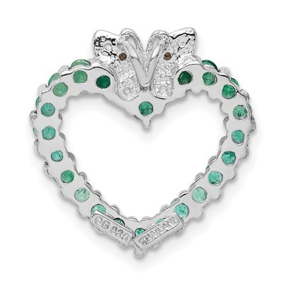 3/4 ct. t.w. Emerald and 0.008 ct. t.w. Diamond Heart Pendant in Rhodium-plated Sterling Silver