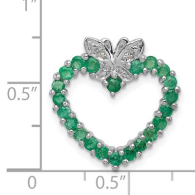 3/4 ct. t.w. Emerald and 0.008 ct. t.w. Diamond Heart Pendant in Rhodium-plated Sterling Silver