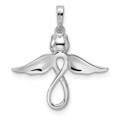 0.055 ct. t.w. Diamond Angel Pendant in Rhodium-plated Sterling Silver