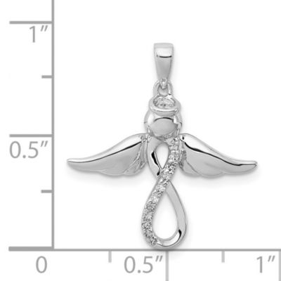 0.055 ct. t.w. Diamond Angel Pendant in Rhodium-plated Sterling Silver