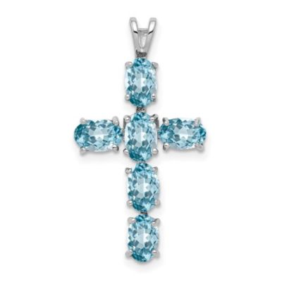 Belk & Co 3.42 ct. t.w. Light Swiss Blue Topaz Cross Pendant in Rhodium-plated Sterling Silver