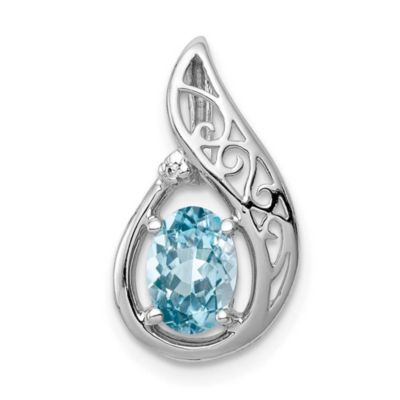 Belk & Co 1.1 ct. t.w. Light Swiss Blue Topaz and 0.003 ct. t.w. Diamond Pendant in Rhodium-plated Sterling Silver, White