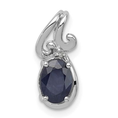 Belk & Co 7/8 ct. t.w. Sapphire and 0.01 ct. t.w. Diamond Oval Pendant in Rhodium-plated Sterling Silver, White