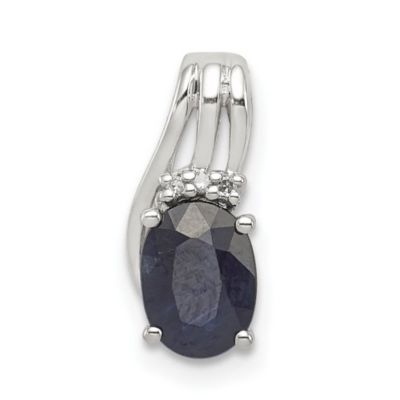 Belk & Co 5/8 ct. t.w. Sapphire and 0.012 ct. t.w. Diamond Oval Pendant in Rhodium-plated Sterling Silver, White