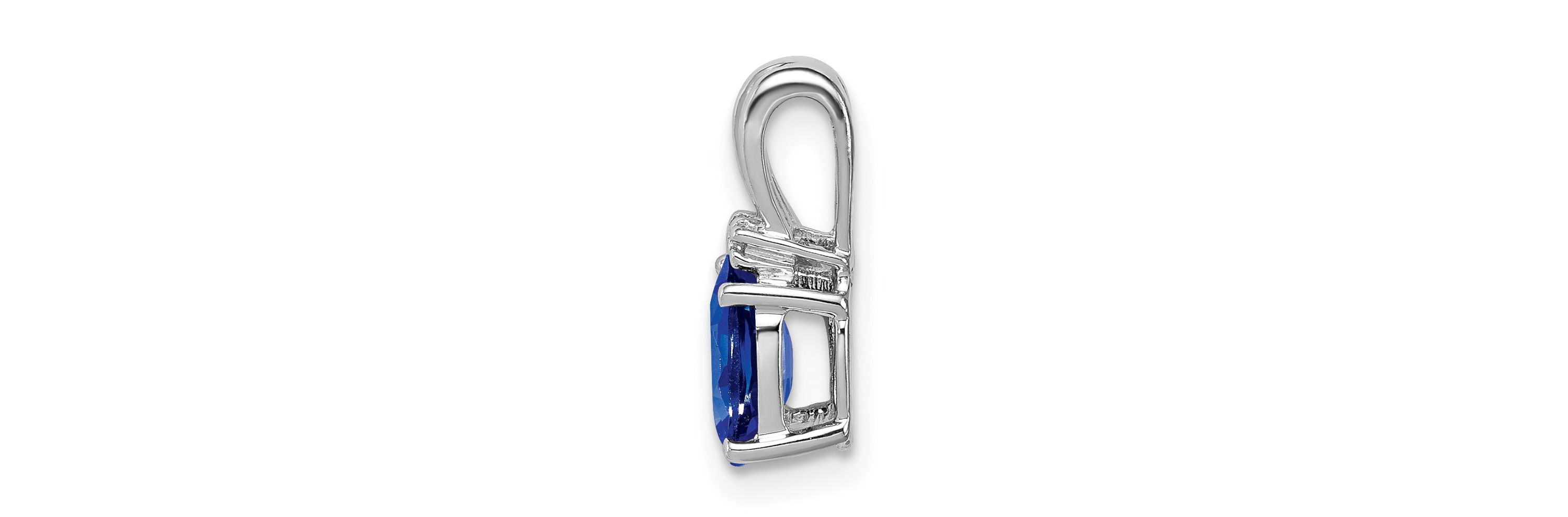 5/8 ct. t.w. Sapphire and 0.012 ct. t.w. Diamond Oval Pendant in Rhodium-plated Sterling Silver