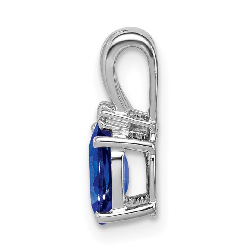 5/8 ct. t.w. Sapphire and 0.012 ct. t.w. Diamond Oval Pendant in Rhodium-plated Sterling Silver