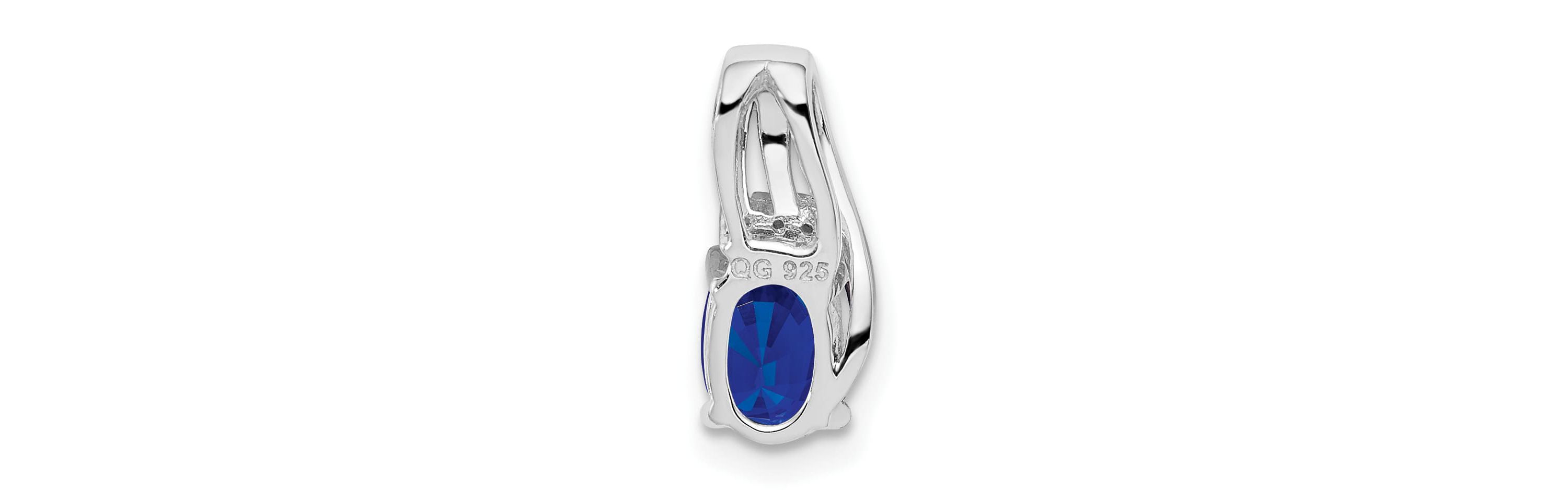 5/8 ct. t.w. Sapphire and 0.012 ct. t.w. Diamond Oval Pendant in Rhodium-plated Sterling Silver