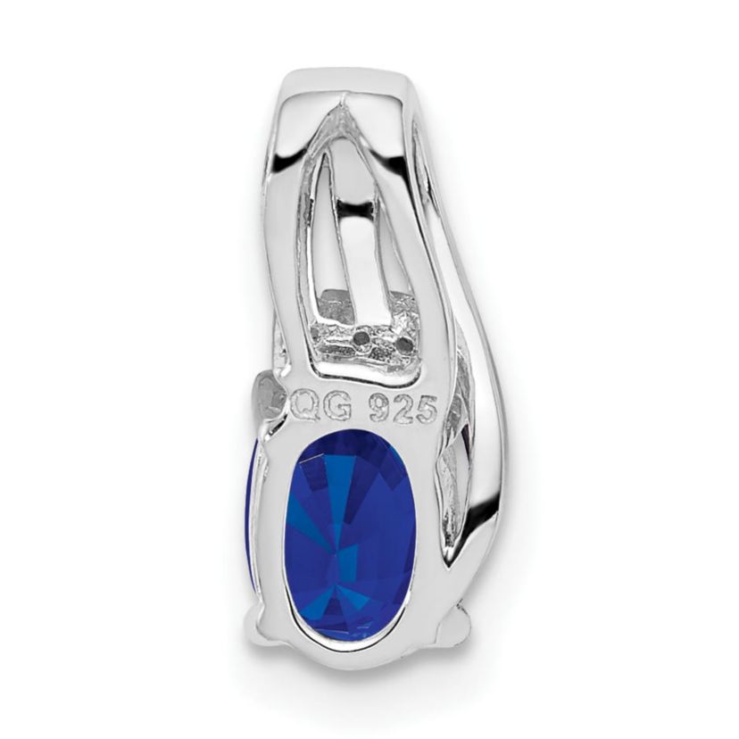5/8 ct. t.w. Sapphire and 0.012 ct. t.w. Diamond Oval Pendant in Rhodium-plated Sterling Silver