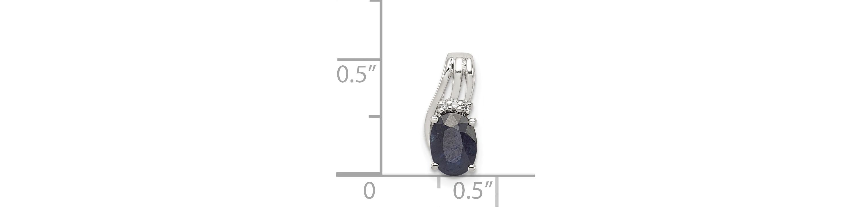 5/8 ct. t.w. Sapphire and 0.012 ct. t.w. Diamond Oval Pendant in Rhodium-plated Sterling Silver