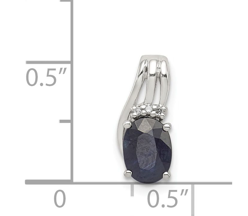 5/8 ct. t.w. Sapphire and 0.012 ct. t.w. Diamond Oval Pendant in Rhodium-plated Sterling Silver