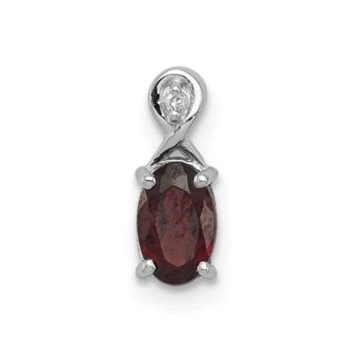 Belk & Co 5/8 ct. t.w. Garnet and 0.004 ct. t.w. Diamond Pendant in Rhodium-plated Sterling Silver, White