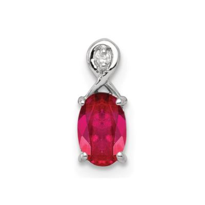 Belk & Co 5/8 ct. t.w. Ruby and 0.004 ct. t.w. Diamond Oval Pendant in Rhodium-plated Sterling Silver, White