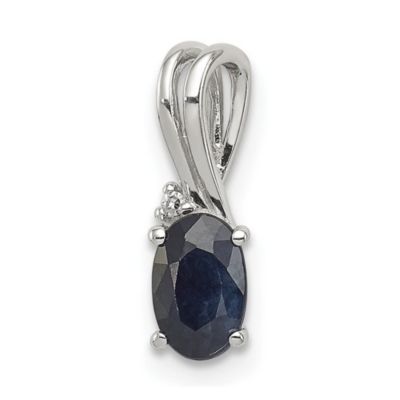 Belk & Co 1/2 ct. t.w. Sapphire and 0.004 ct. t.w. Diamond Oval Pendant in Rhodium-plated Sterling Silver, White