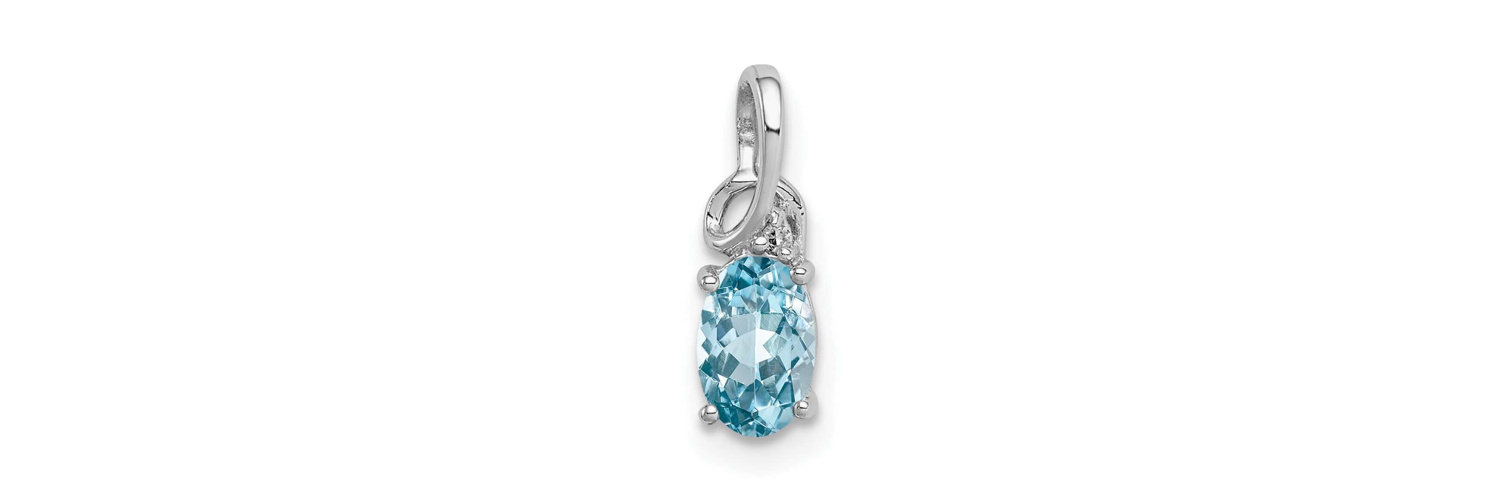1/2 ct. t.w. Sky Blue Topaz and 0.004 ct. t.w. Diamond Pendant in Rhodium-plated Sterling Silver