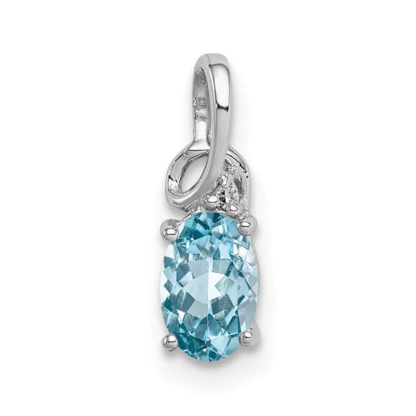 1/2 ct. t.w. Sky Blue Topaz and 0.004 ct. t.w. Diamond Pendant in Rhodium-plated Sterling Silver