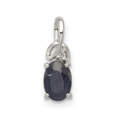 Belk & Co 5/8 ct. t.w. Sapphire and 0.004 ct. t.w. Diamond Oval Pendant in Rhodium-plated Sterling Silver, White