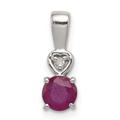 Belk & Co 3/4 ct. t.w. Ruby and 0.01 ct. t.w. Diamond Round Pendant in Rhodium-plated Sterling Silver, White