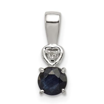 Belk & Co 1/2 ct. t.w. Sapphire and 0.01 ct. t.w. Diamond Round Pendant in Rhodium-plated Sterling Silver, White