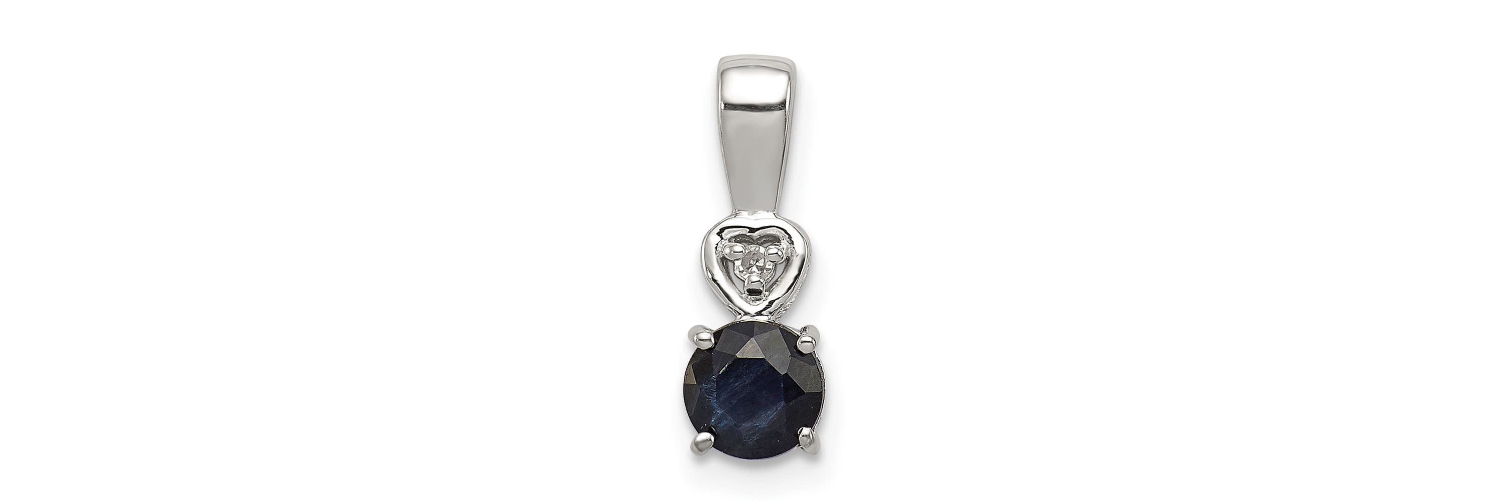 1/2 ct. t.w. Sapphire and 0.01 ct. t.w. Diamond Round Pendant in Rhodium-plated Sterling Silver