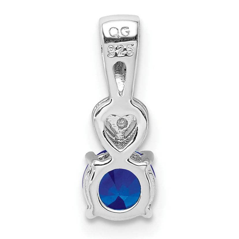 1/2 ct. t.w. Sapphire and 0.01 ct. t.w. Diamond Round Pendant in Rhodium-plated Sterling Silver