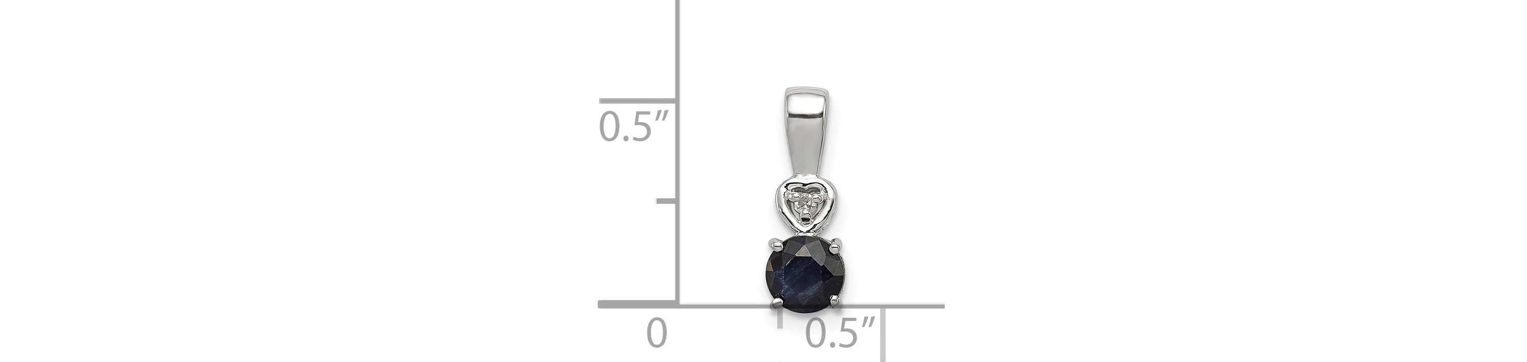1/2 ct. t.w. Sapphire and 0.01 ct. t.w. Diamond Round Pendant in Rhodium-plated Sterling Silver