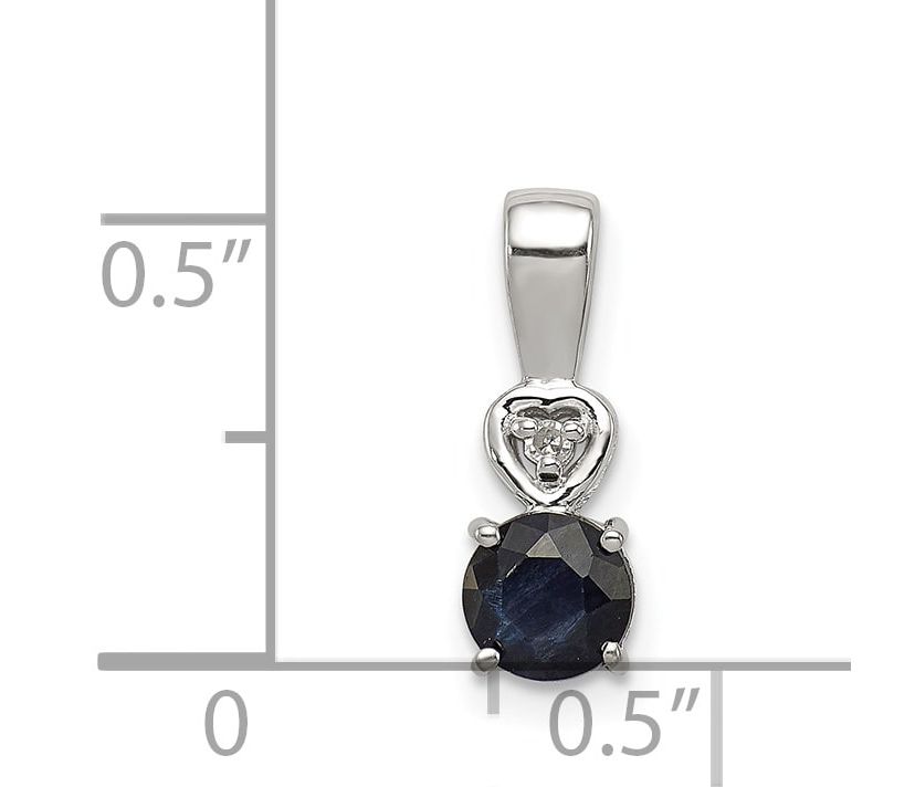 1/2 ct. t.w. Sapphire and 0.01 ct. t.w. Diamond Round Pendant in Rhodium-plated Sterling Silver