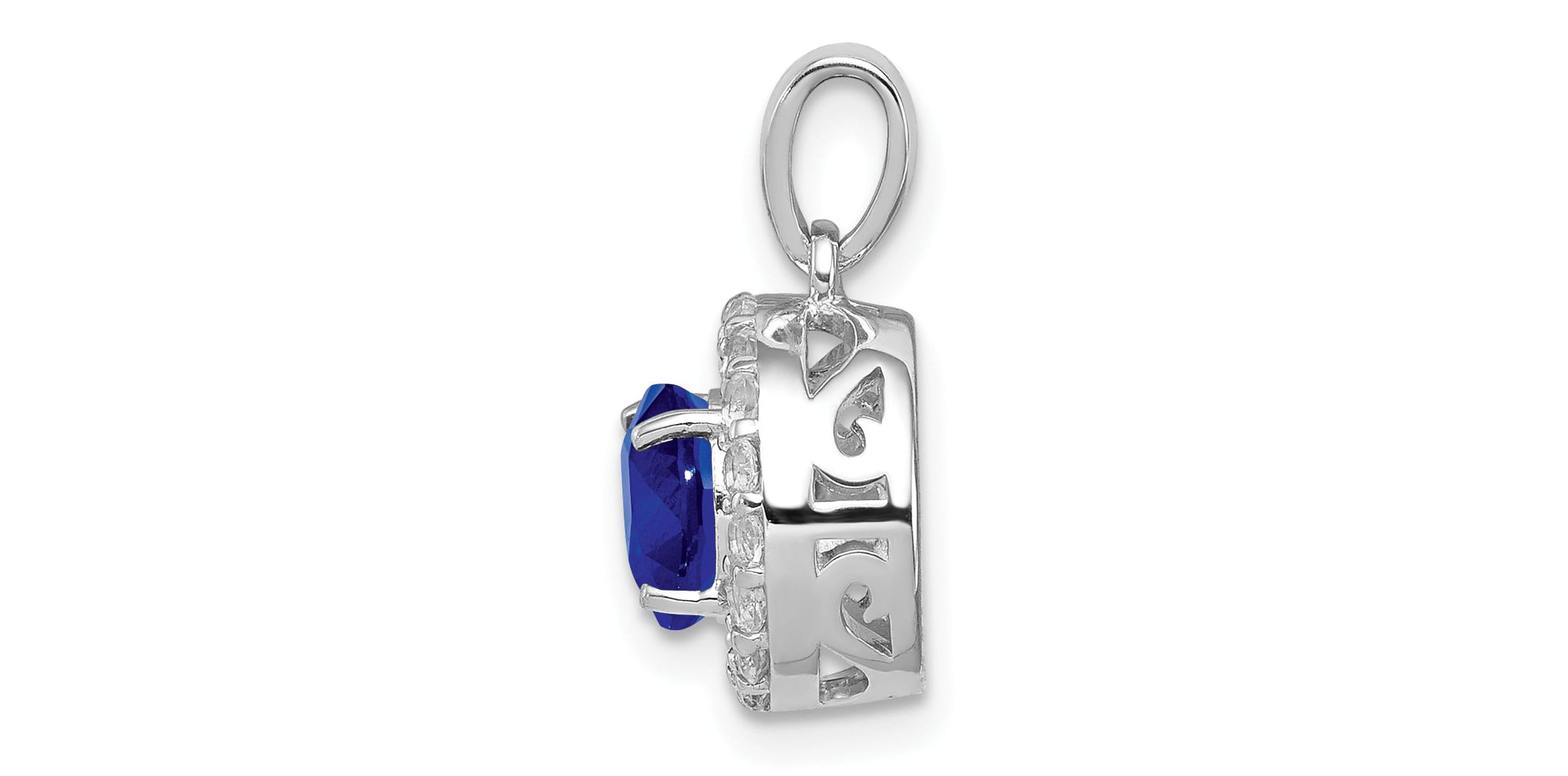 1.1 ct. t.w. Sapphire and 1/3 ct. t.w. White Topaz Pendant in Rhodium-plated Sterling Silver