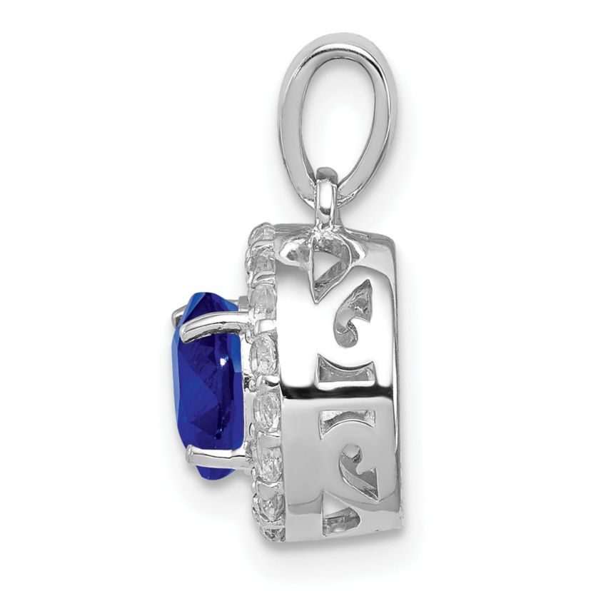 1.1 ct. t.w. Sapphire and 1/3 ct. t.w. White Topaz Pendant in Rhodium-plated Sterling Silver