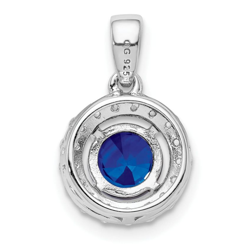 1.1 ct. t.w. Sapphire and 1/3 ct. t.w. White Topaz Pendant in Rhodium-plated Sterling Silver