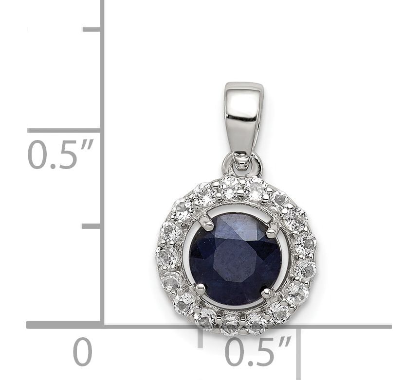 1.1 ct. t.w. Sapphire and 1/3 ct. t.w. White Topaz Pendant in Rhodium-plated Sterling Silver