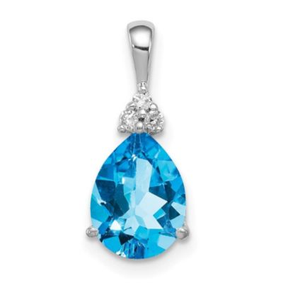 Belk & Co 1.85 ct. t.w. Light Swiss Blue Topaz and 0.036 ct. t.w. Diamond Pendant in Rhodium-plated Sterling Silver, White