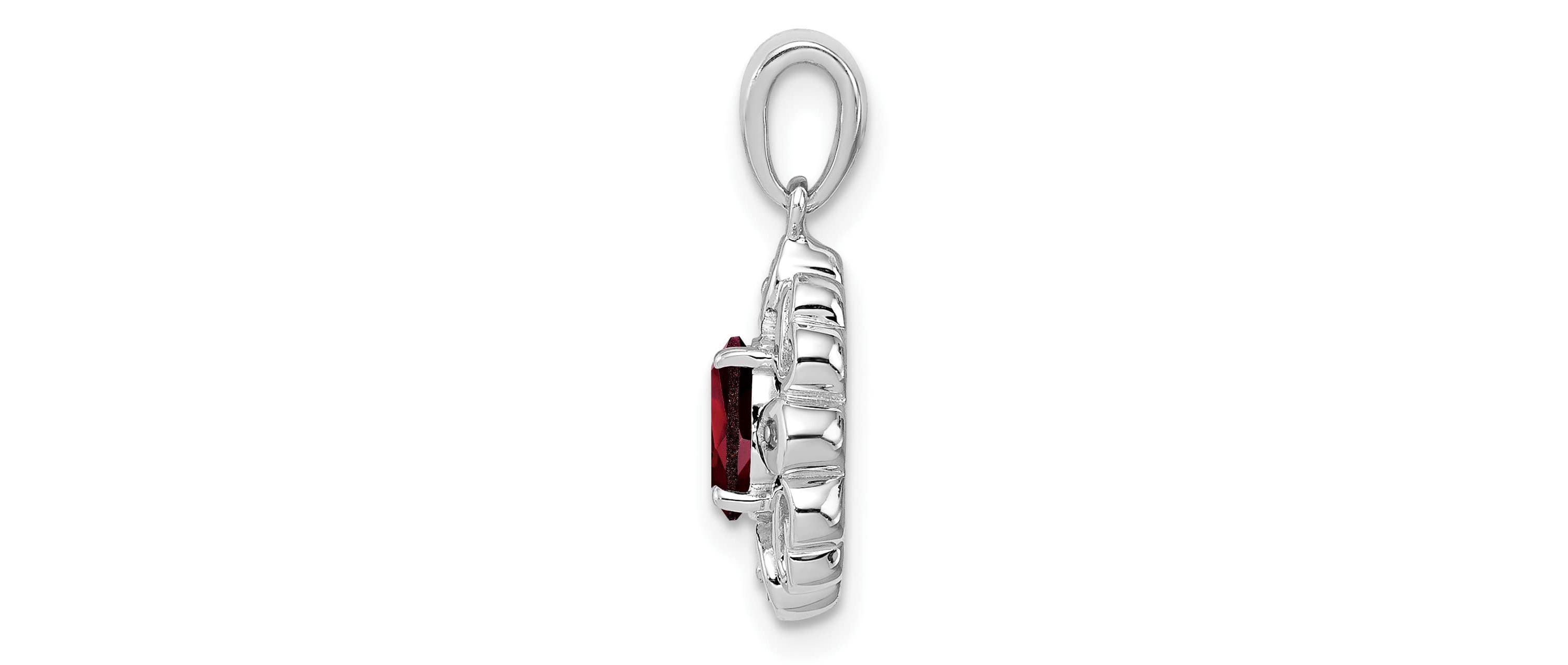 5/8 ct. t.w. Garnet and 0.02 ct. t.w. Diamond Pendant in Rhodium-plated Sterling Silver