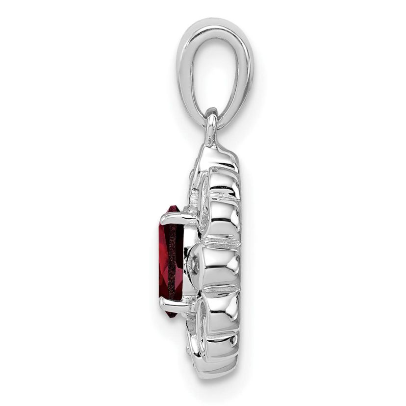 5/8 ct. t.w. Garnet and 0.02 ct. t.w. Diamond Pendant in Rhodium-plated Sterling Silver