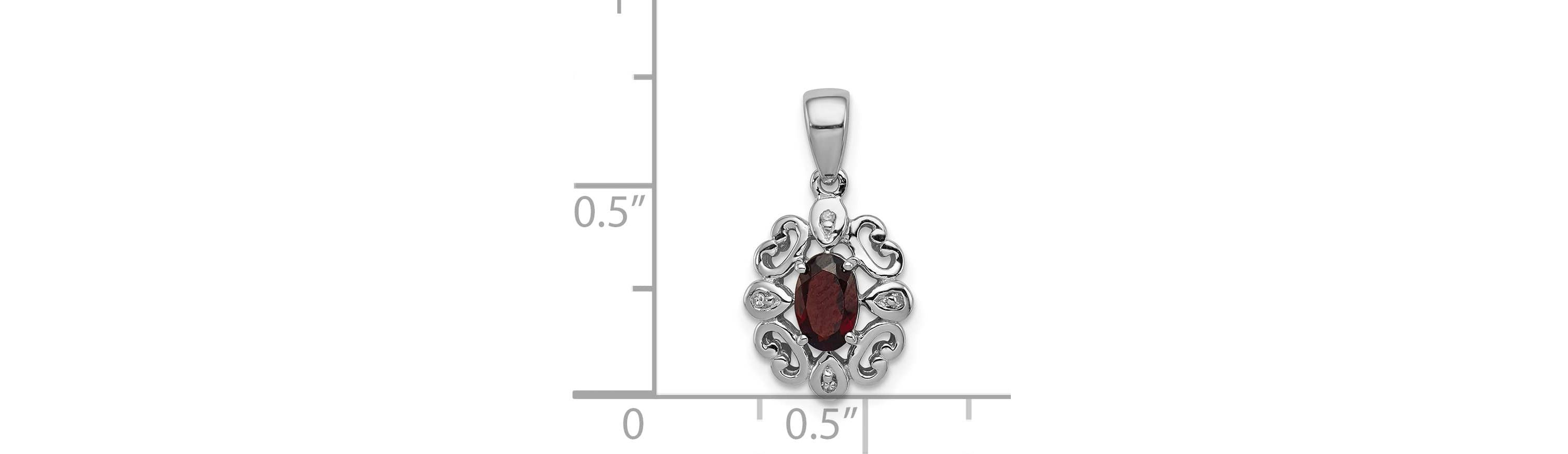 5/8 ct. t.w. Garnet and 0.02 ct. t.w. Diamond Pendant in Rhodium-plated Sterling Silver