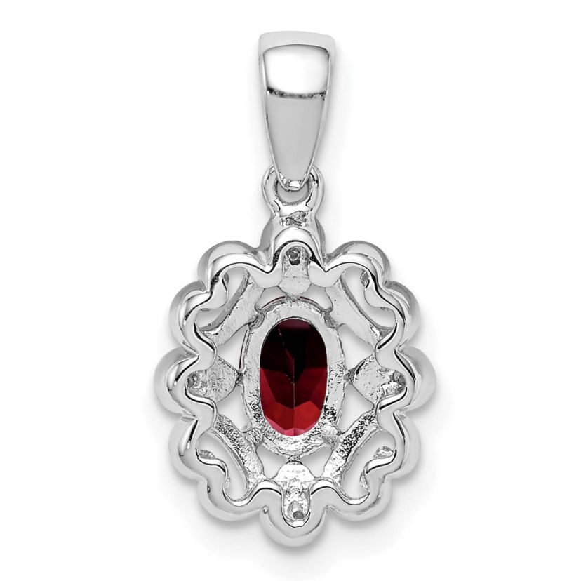 5/8 ct. t.w. Garnet and 0.02 ct. t.w. Diamond Pendant in Rhodium-plated Sterling Silver
