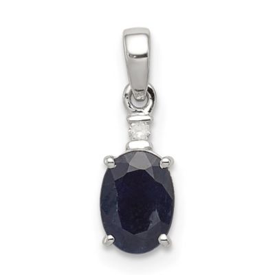Belk & Co 3/4 ct. t.w. Sapphire and 0.011 ct. t.w. Diamond Oval Pendant in Rhodium-plated Sterling Silver, White