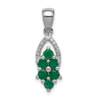 Belk & Co 1/2 ct. t.w. Emerald and 0.051 ct. t.w. Diamond Pendant in Rhodium-plated Sterling Silver, White