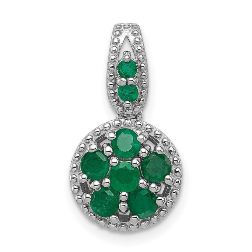 1/2 ct. t.w. Emerald Circle Pendant in Rhodium-plated Sterling Silver
