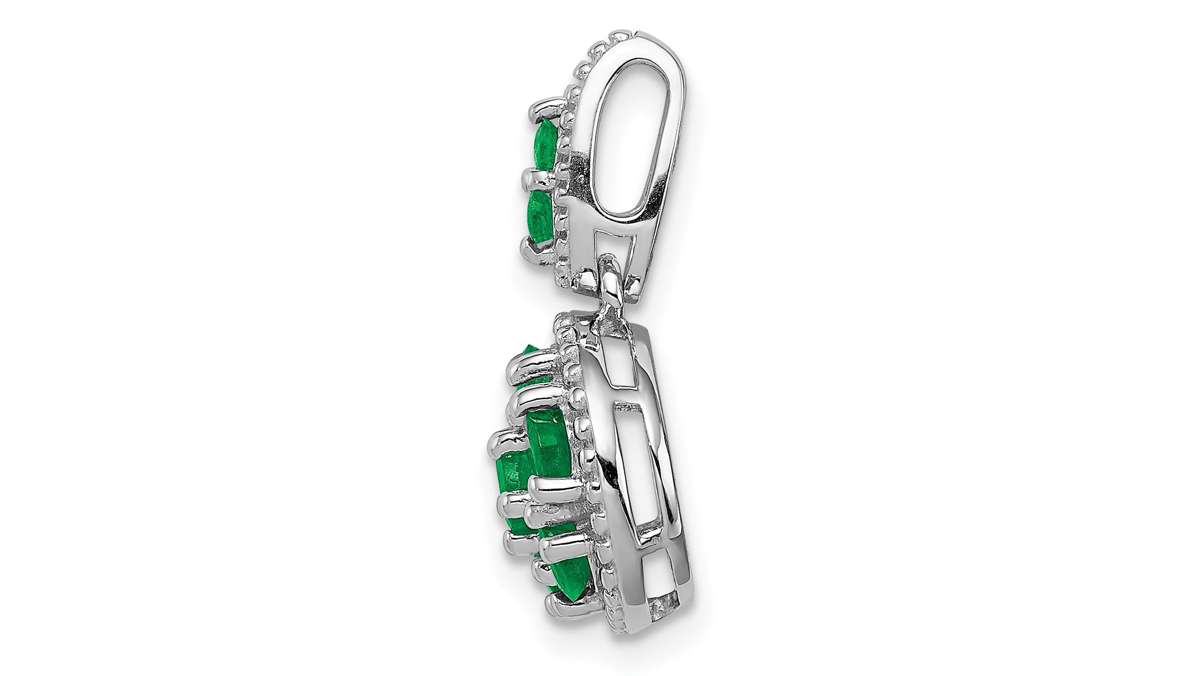 1/2 ct. t.w. Emerald Circle Pendant in Rhodium-plated Sterling Silver