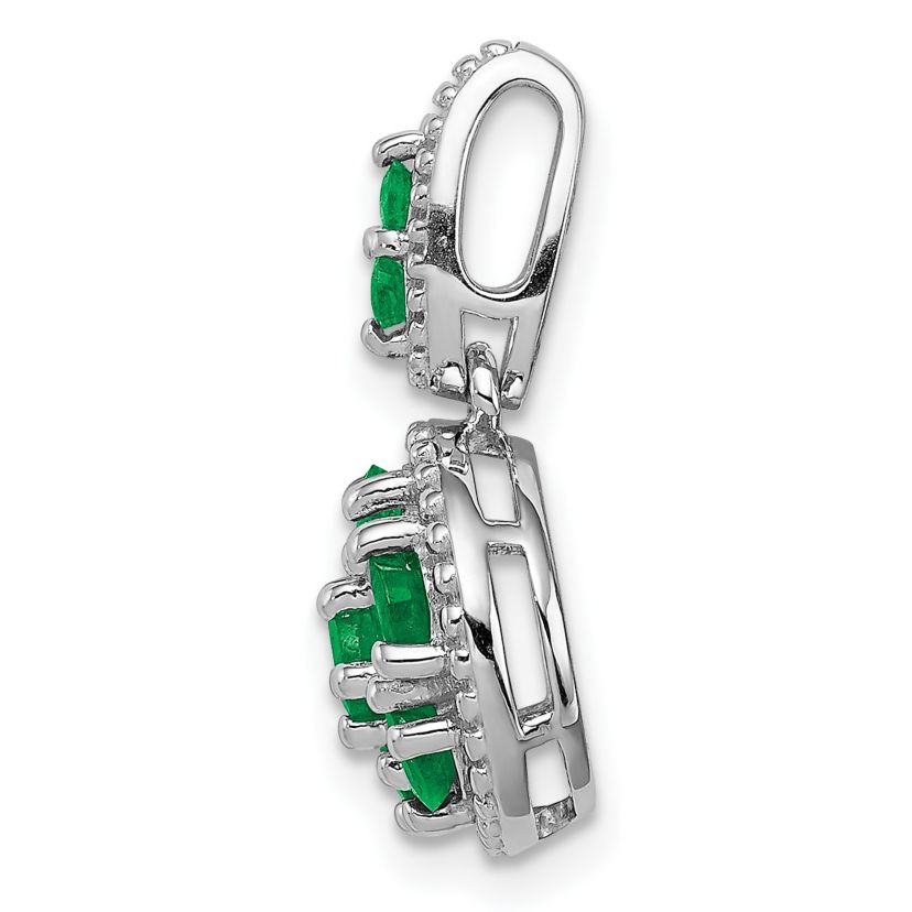 1/2 ct. t.w. Emerald Circle Pendant in Rhodium-plated Sterling Silver