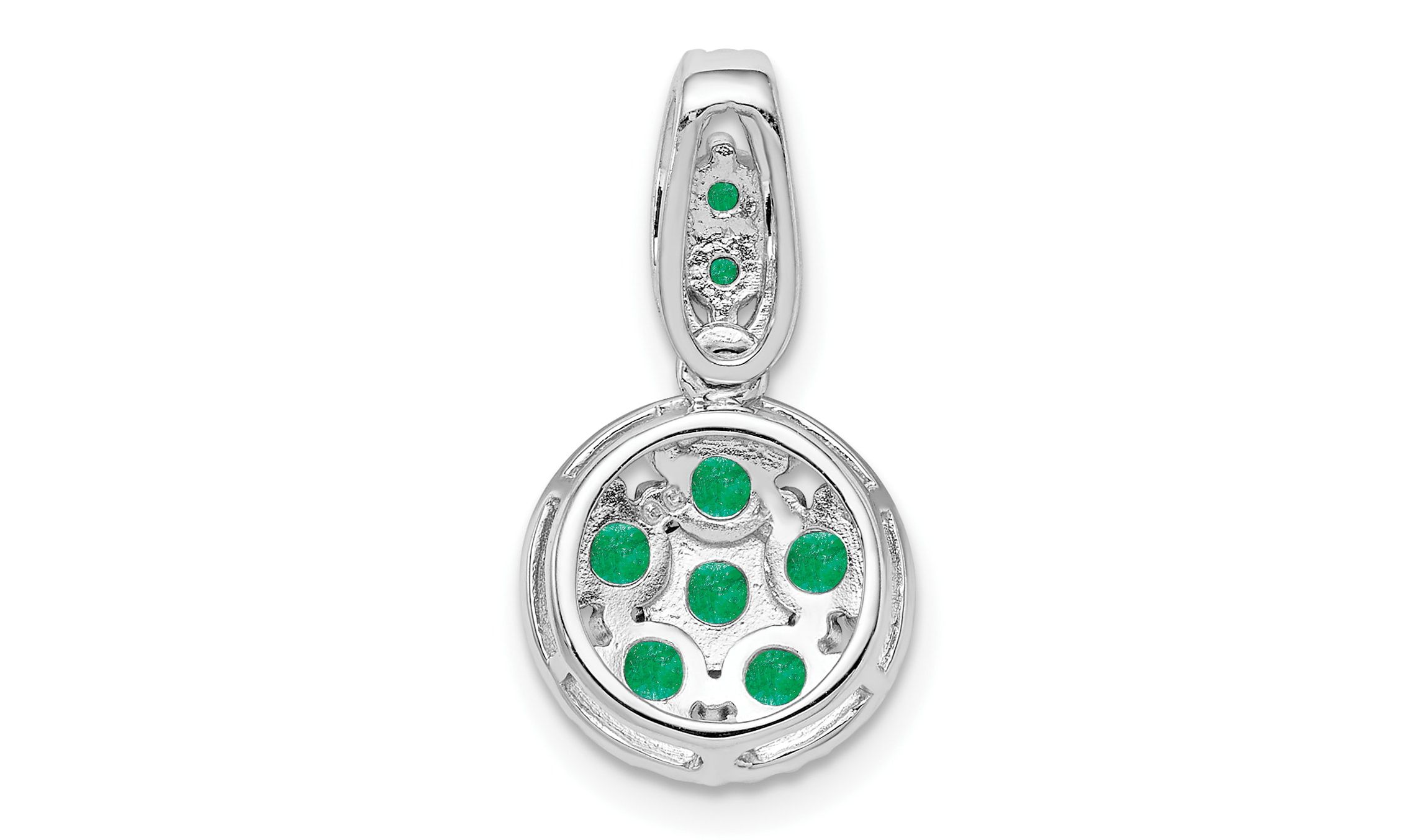 1/2 ct. t.w. Emerald Circle Pendant in Rhodium-plated Sterling Silver