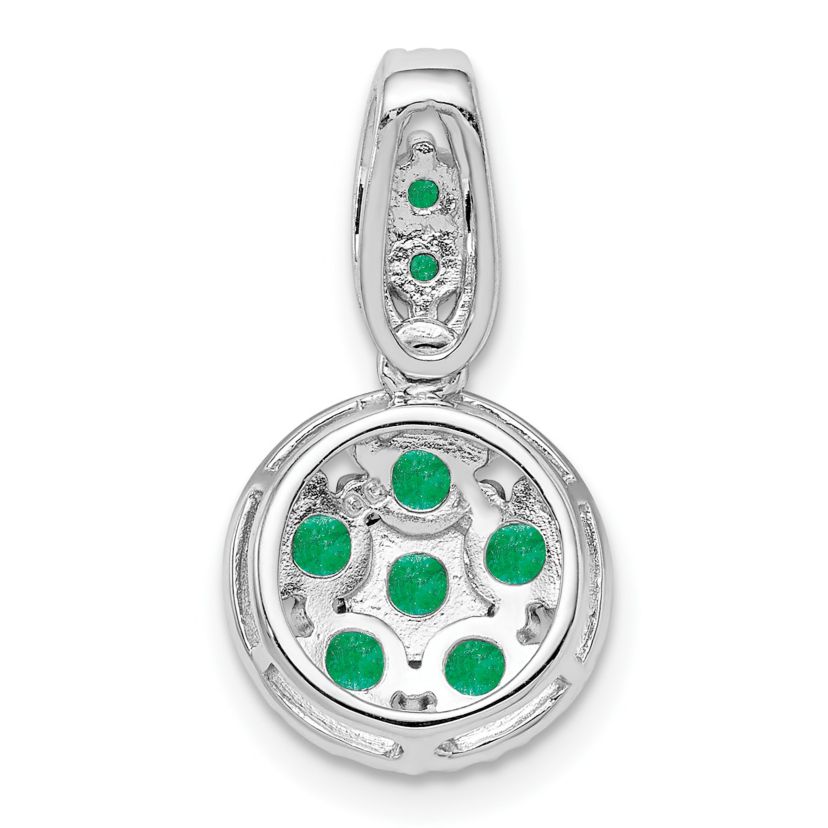 1/2 ct. t.w. Emerald Circle Pendant in Rhodium-plated Sterling Silver