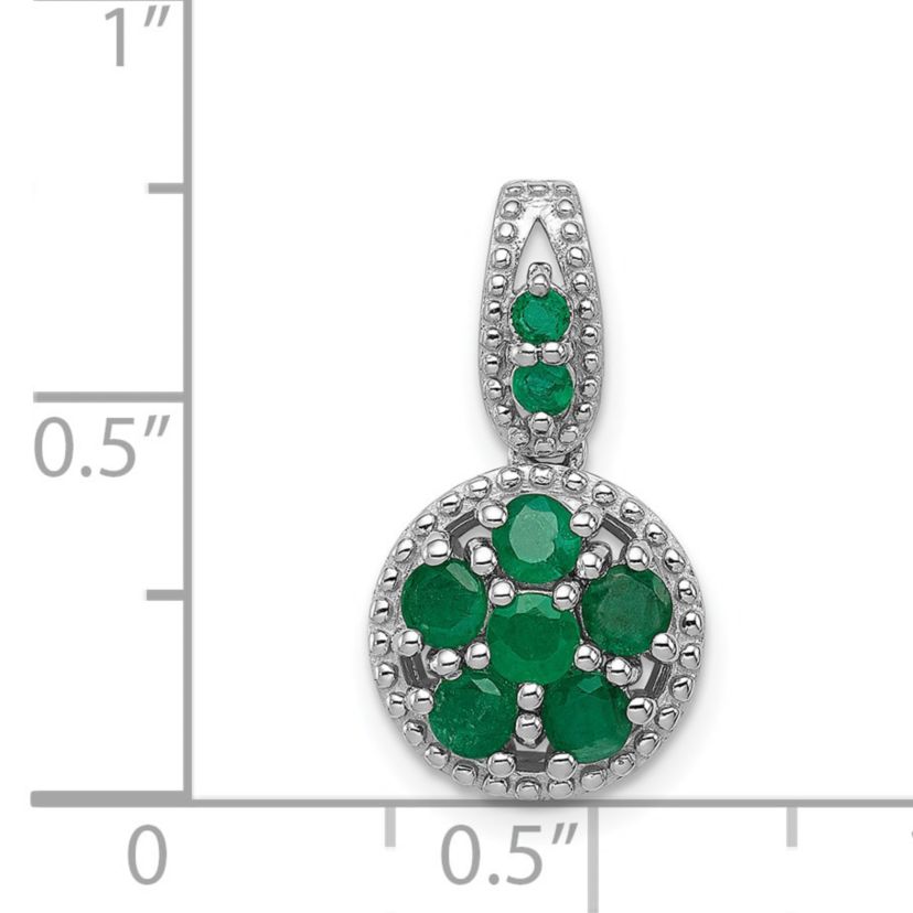 1/2 ct. t.w. Emerald Circle Pendant in Rhodium-plated Sterling Silver