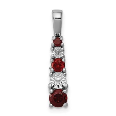 Belk & Co 1/2 ct. t.w. Garnet and 0.01 ct. t.w. Diamond Pendant in Rhodium-plated Sterling Silver, White
