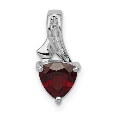 Belk & Co 1.25 ct. t.w. Garnet and 0.024 ct. t.w. Diamond Pendant in Rhodium-plated Sterling Silver, White