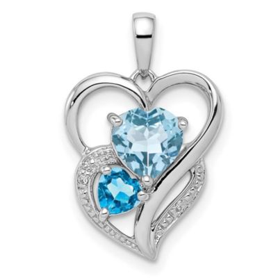 Belk & Co 7/8 ct. t.w. Sky Blue Topaz and 0.01 ct. t.w. Diamond Pendant in Rhodium-plated Sterling Silver, White