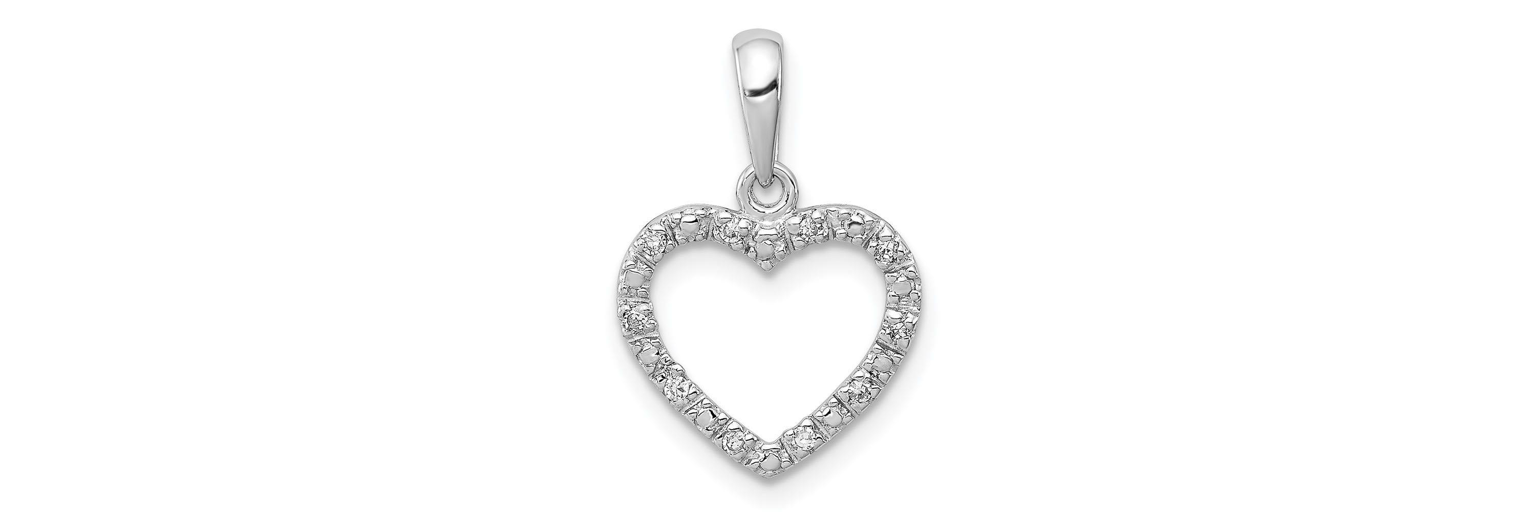 0.05 ct. t.w. Diamond Heart Pendant in Rhodium-plated Sterling Silver