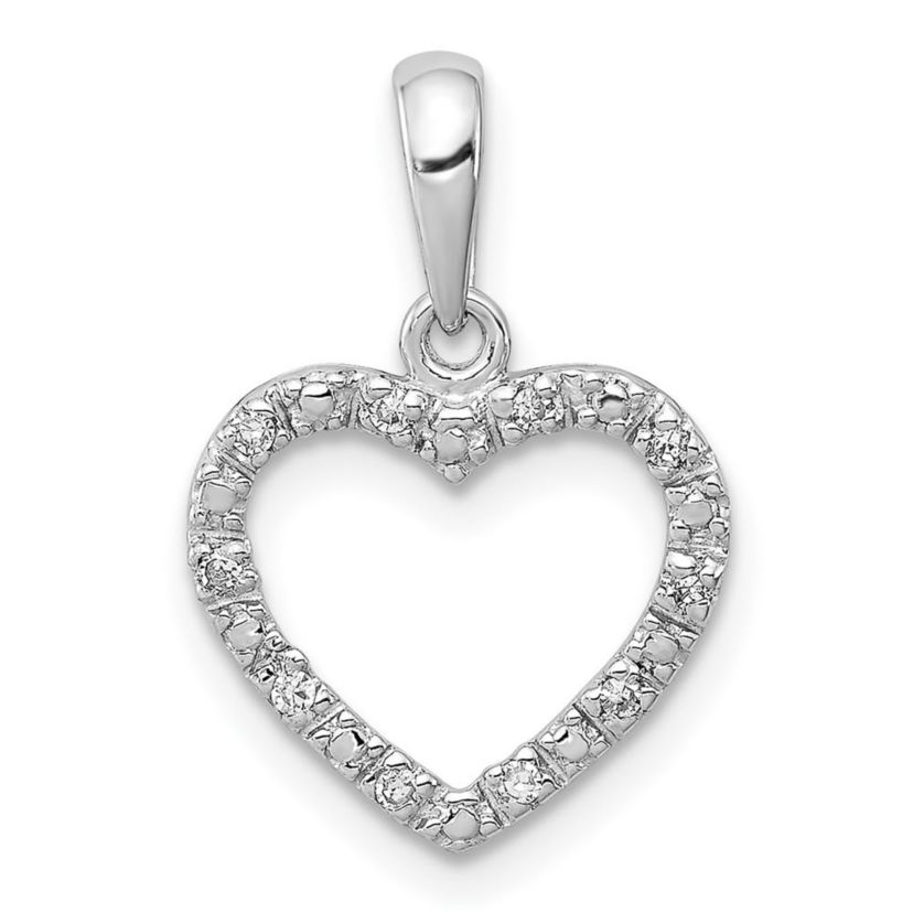 0.05 ct. t.w. Diamond Heart Pendant in Rhodium-plated Sterling Silver